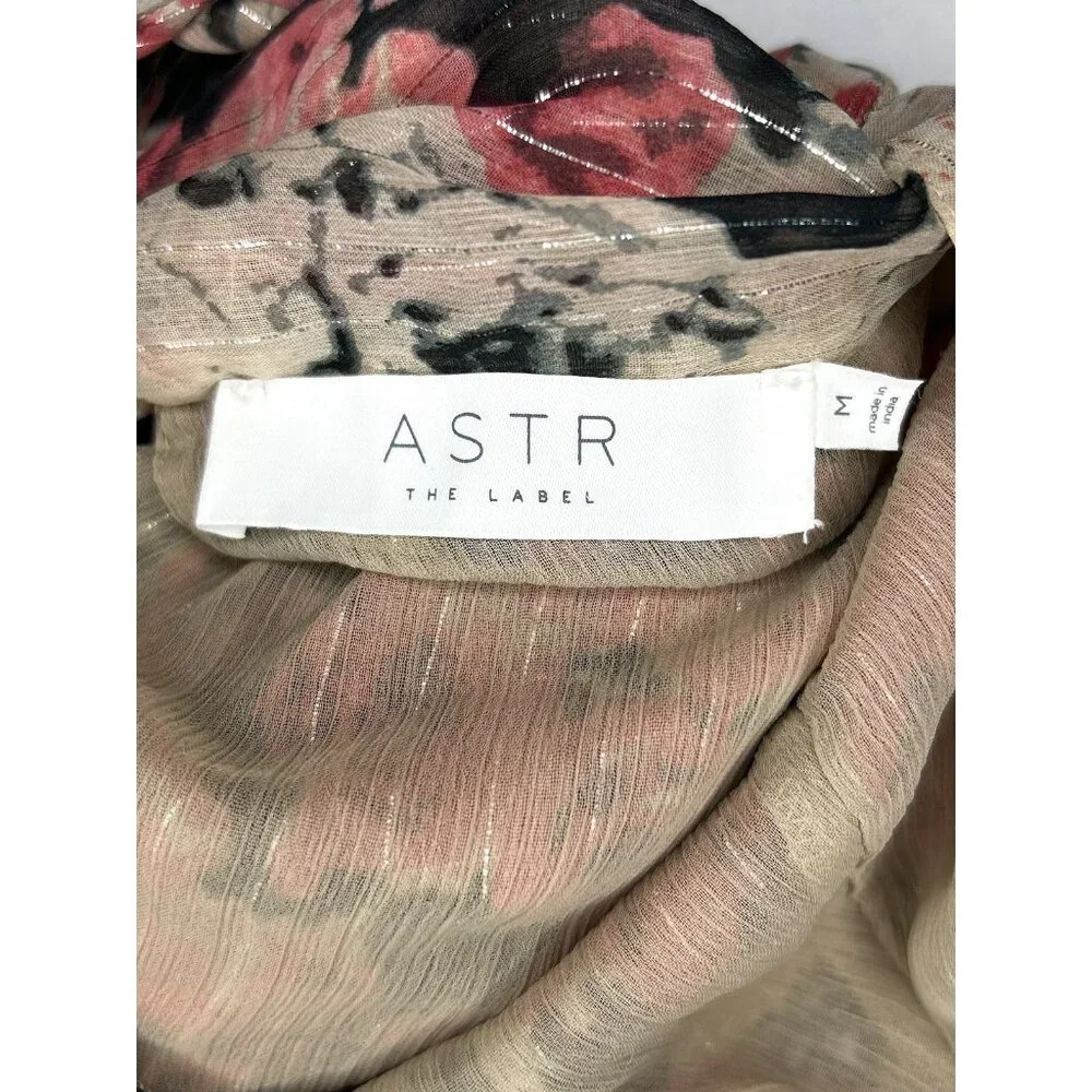 ASTR the Label Eartha Floral Tiered Maxi Dress M Multicolor Taupe Pink Beautiful - Picture 11 of 16